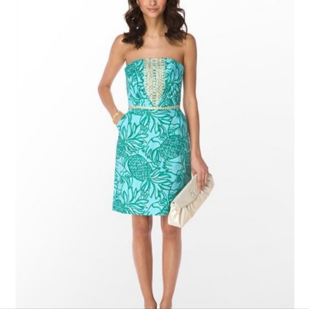 Rare Lilly Pulitzer Originals Bloomy Dress Shorely Blue Toucan Tango Print - 4